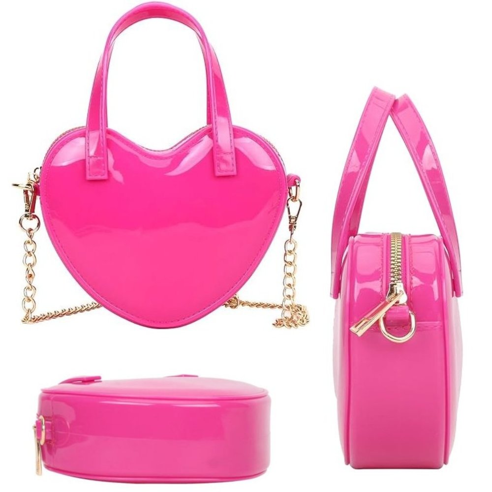 💕NWT Hot Pink Heart Purse & Girls Boots Patent Leather BARBIE Halloween … - Picture 7 of 9